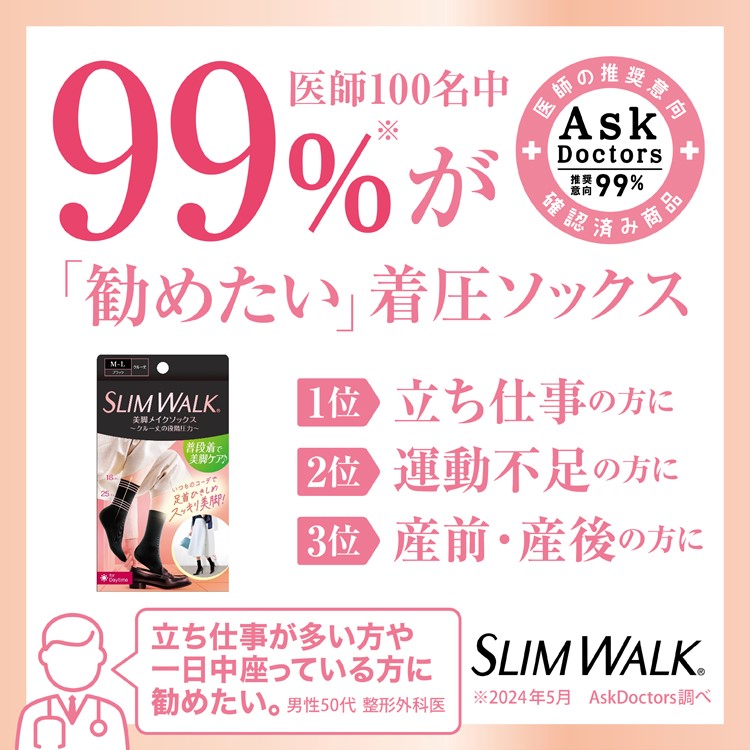 スリムウォーク 美脚メイクソックス クルー丈 S～Mサイズ(S～M